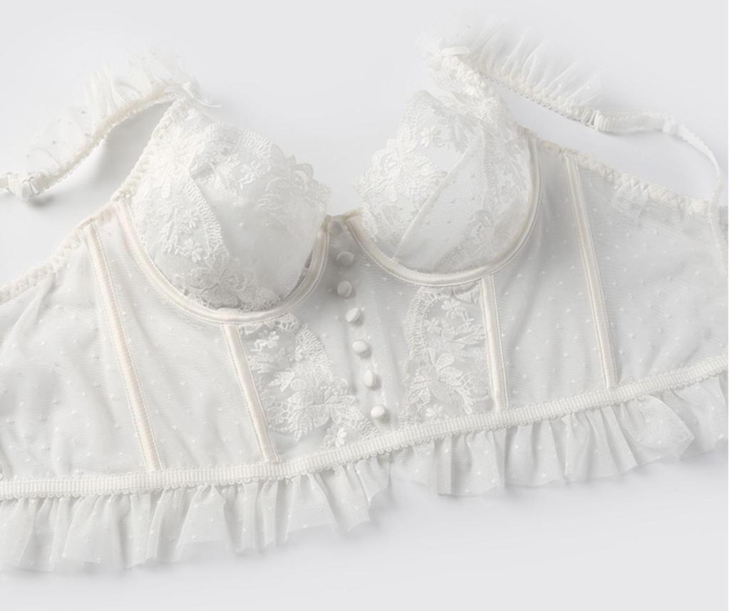 **Fishbone Strapless Ultra-Thin Lace Bra - Sexy French-Style Lingerie**