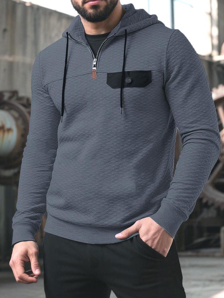 Men's Trendy Loose Stand Collar Hoodie Sports Top