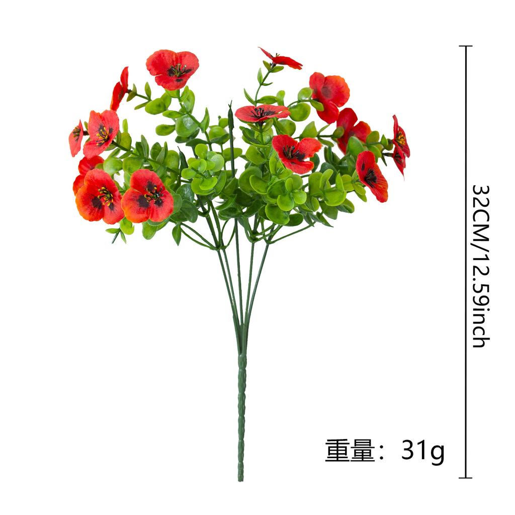 Artificial Flower Artificial Eucalyptus Leaf Pansy Interior Home Decoration Wedding Decoration Artificial Flower Fake Flower