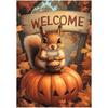 Thanksgiving Autumn Garden Flag Featuring a Welcoming Squirrel, Double-Sided Design for Outdoor Use, Adorned with Pumpkins, Acorns, And Leaves, Perfec