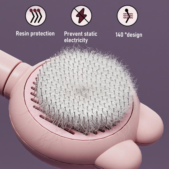 Cat Hair Brush Self Cleaning Dog Slicker Brush for Grooming And Shedding Cute Pet Hair Remover Tool with Release Button for Cats Dogs Rabbits