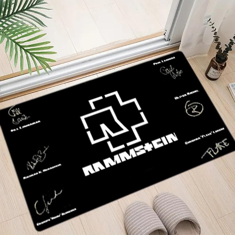 1Pc Rammstein Theme Printed Rectangle Carpet, Home Door Mat, Outdoor Travel Protection Carpet A2