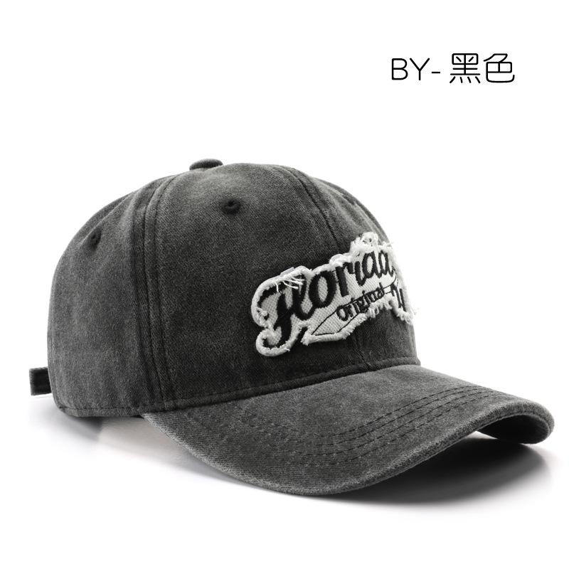 Women's washed letter baseball cap, outdoor sports cap, men's travel sun hat, duckbill cap