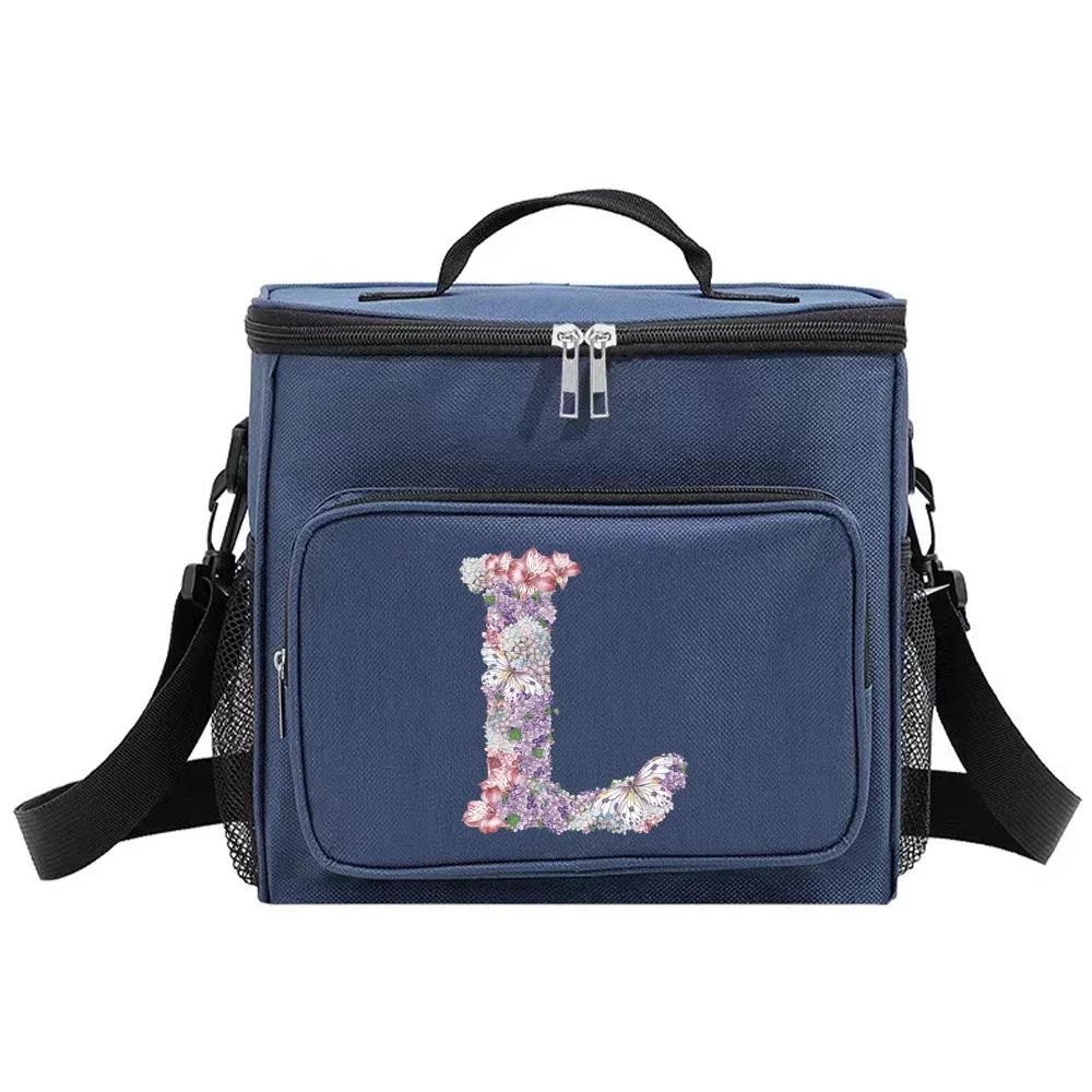 Lunch Bag Thermal Handbag Cooler Organizer Case Waterproof Outdoor Travel Shoulder LunchBox for Men and Women Rose Flower Print