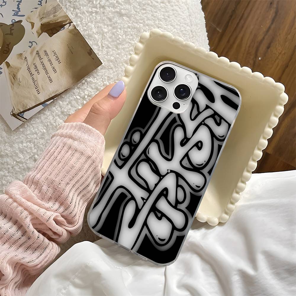 Cool Black Graffiti Phone Case Phone Case For iPhone 17 16 15 14 13 Pro Max Plus Fantasy Glitter Aurora Water Ripple Cover