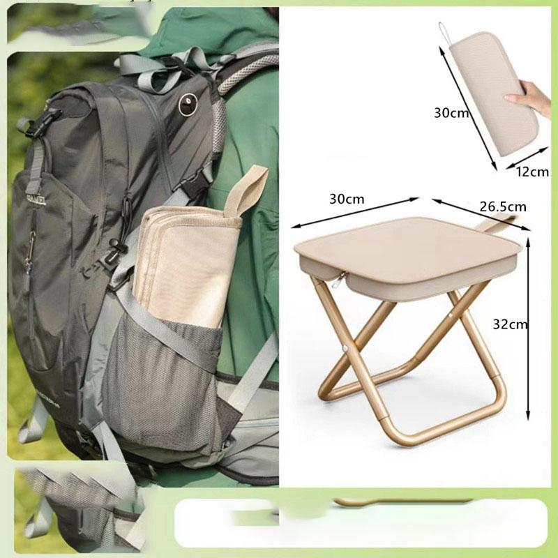 1pc Portable Folding Iron Alloy Stool, Square Outdoor Picnic, Camping, Fishing Chair, Durable, Heavy-Duty 264.55 lbs Capacity,