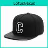 Black Letter C Baseball Cap With Wide Brim And Airflow Design For Outdoor Activities And Daily Use