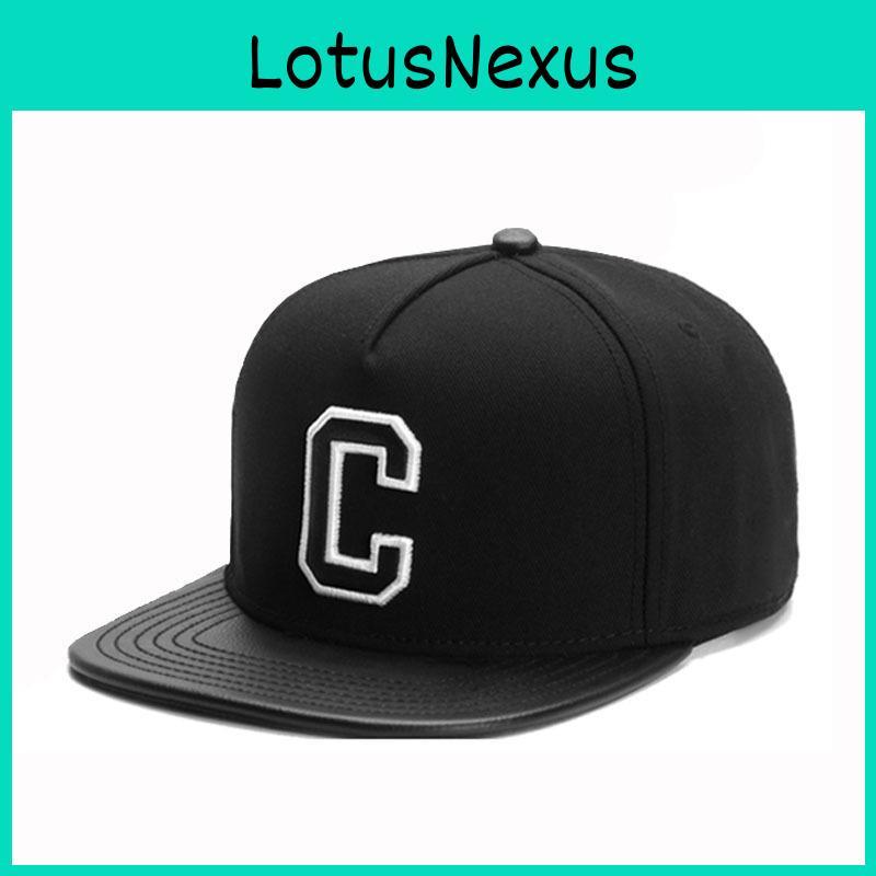 Black Letter C Baseball Cap With Wide Brim And Airflow Design For Outdoor Activities And Daily Use