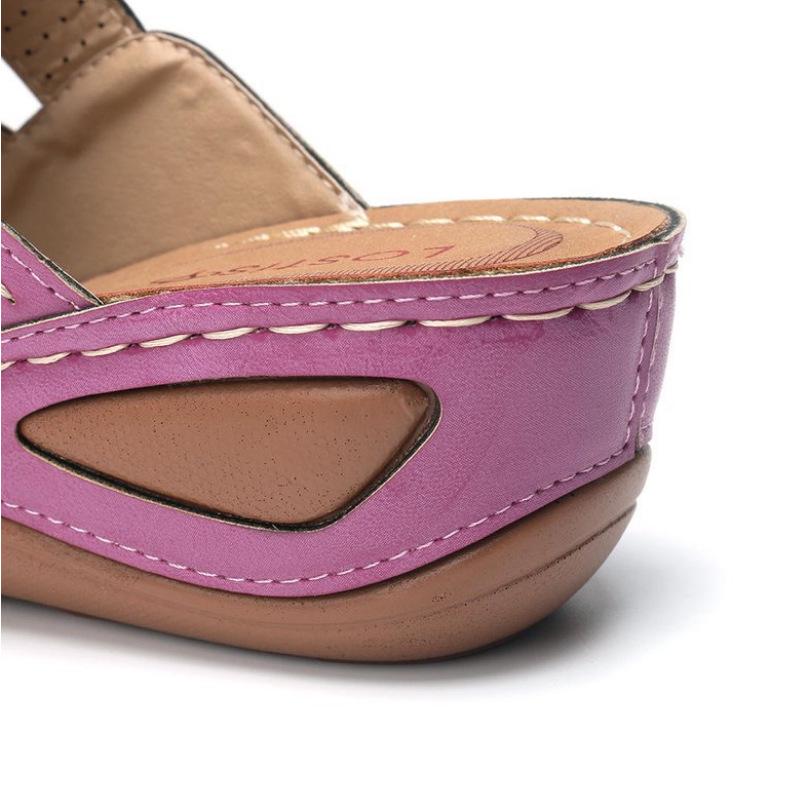 2025 Summer Women's Wedge Sandals: European & American Style, Color Block, One-Strap Design, In Stock