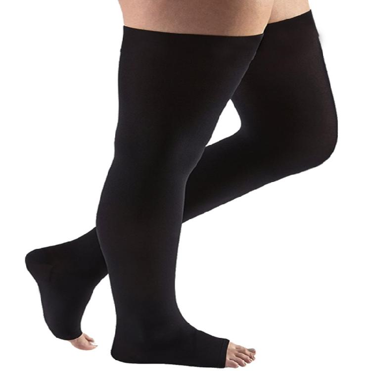 Thigh High Open Toe Compression Stockings Open Toe Thigh High Compression Socks 4XL чёрный