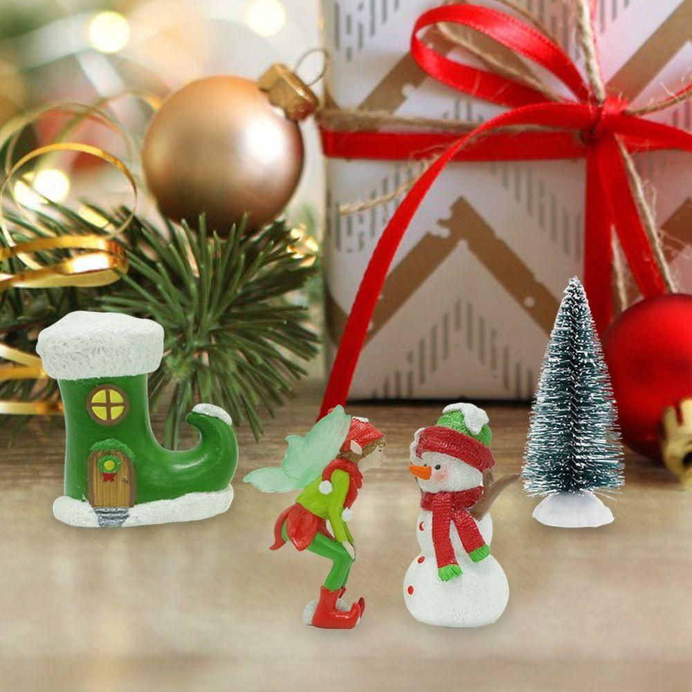 

4 шт. Милая миниатюрная фигурка рождественской елки из смолы, веселые рождественские украшения, сувениры для вечеринки 4Pcs