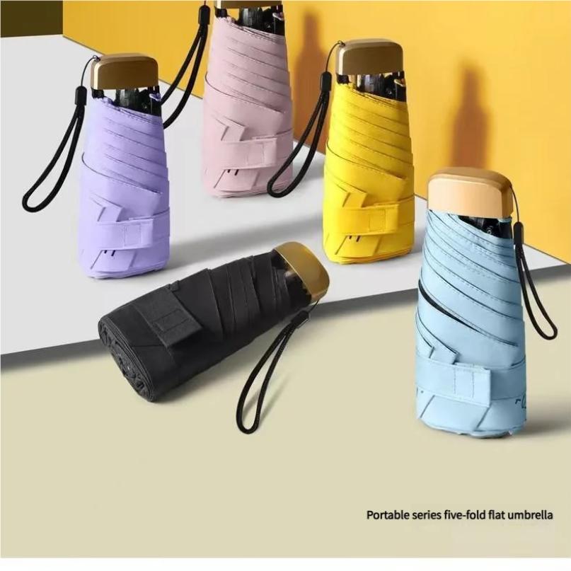 Mini Sun Umbrella Small Pocket Rain Umbrella Vinyl Folding UV Ultraviolet Protection Sun Shade Pocket Parasol Capsule