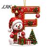 Decorative Gift Tags Cute Snowman Letter Christmas Ornament, 2D Flat Personalized A-Z Alphabet Tree Ornaments Acrylic Hanging Pendant for Xmas