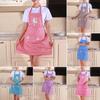 Checkered Bunny Apron - Brown Cartoon Pattern Kitchen Apron, Lightweight Breathable Sweat-Absorbent  Suitable for Baking BBQ Cleaning Housework