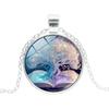 Time Gem Tree of Life Pattern Round Glass Pendant Necklace