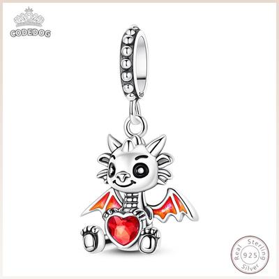 New Arrival Charm Beads Small Dragon S925 Silver Pendant 3mm DIY Party Christmas Exquisite Jewelry Making Gift