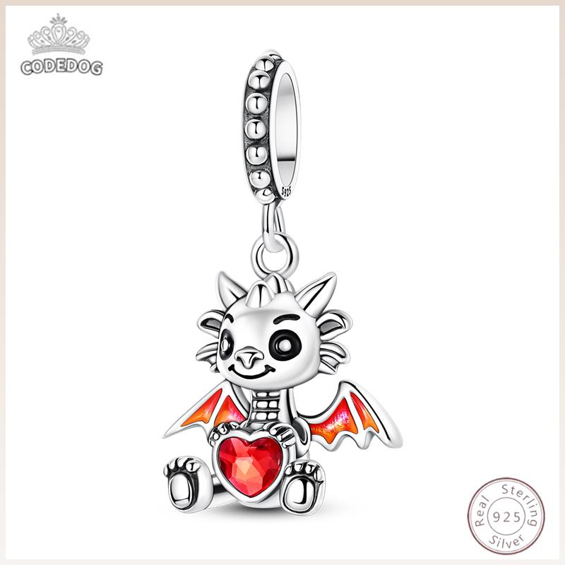 New Arrival Charm Beads Small Dragon S925 Silver Pendant 3mm DIY Party Christmas Exquisite Jewelry Making Gift