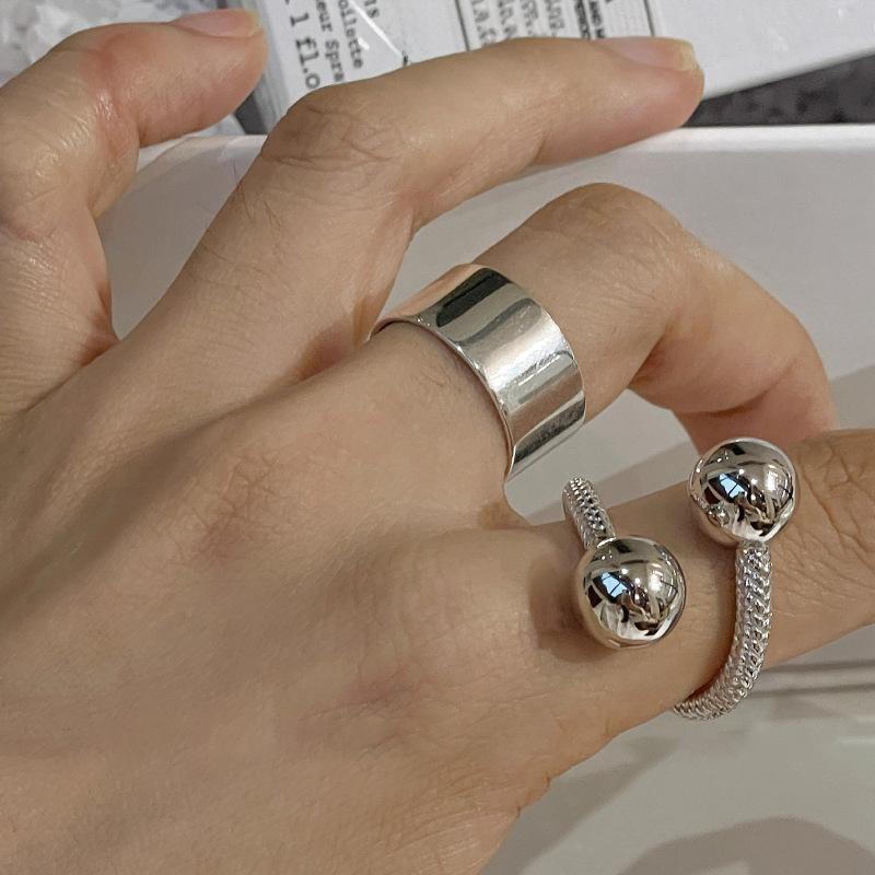 Open Fashionforward Finger Copper Ring Featuring Elegant Double Ball Design For Women