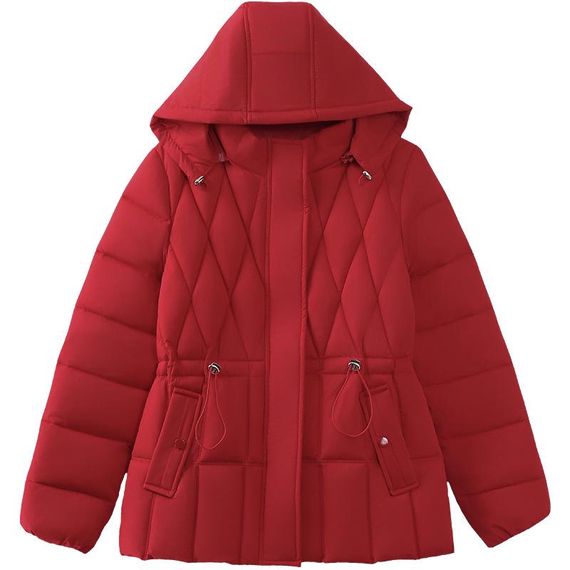 Women's Short Hooded Cotton Jacket - Waist-Slimming Korean Style Outerwear