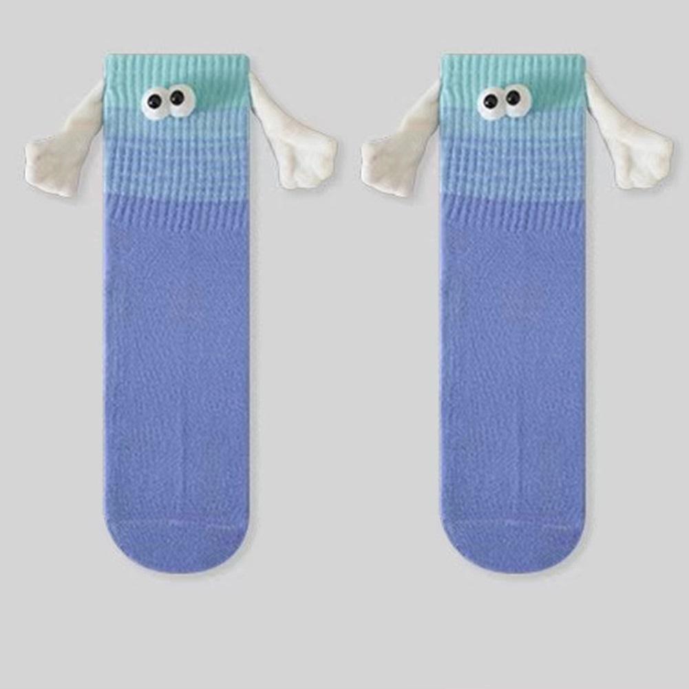 1Pair Funny Magnetic Holding Hands Socks Gradient Color Hand Grip Socks for Women Men Couple Middle Tube Socks Christmas Gifts