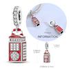 Original Echtsilber 925 Charm Perle Rote Telefonzelle Anhänger Für Frauen Passend für Original Armband Halskette DIY Zubehör
