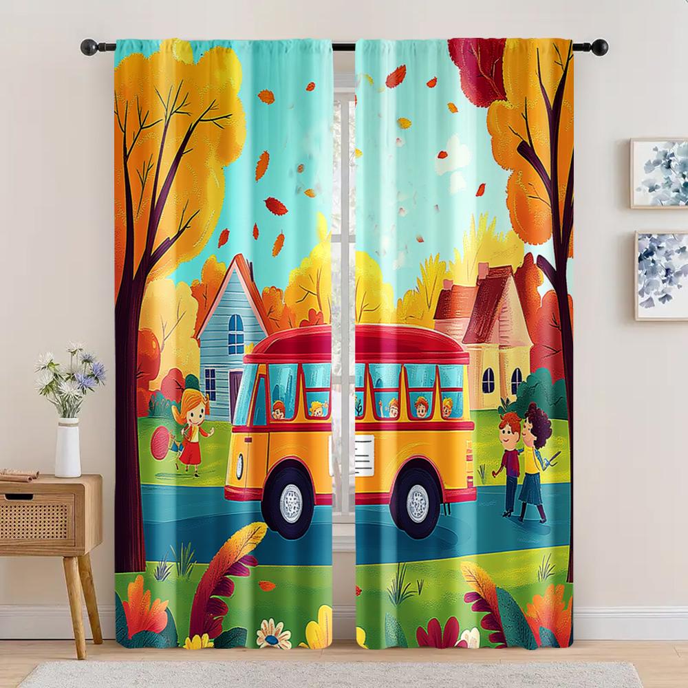 

2 шт., шторы мультяшные для детей в стиле школьного спектакля, подходящие для украшения вечеринки, товары для дома 29x65in(75x166cm)