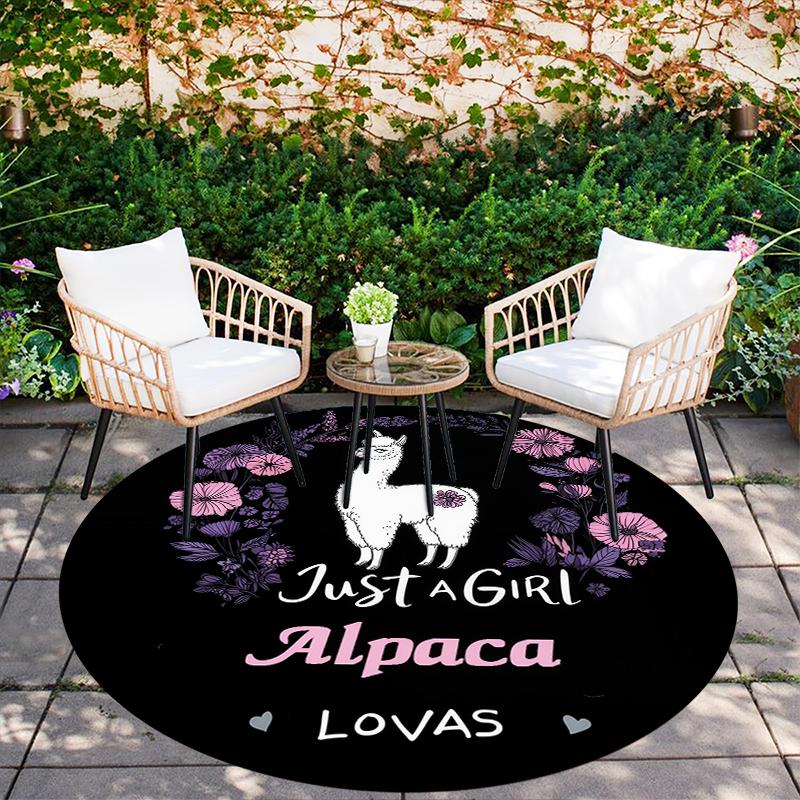 Alpaca Theme pattern round rug,Carpet Rug for Living Room Bedroom Sofa Playroom Decor,Non-slip Floor Mat,Holiday Gifts and Birthday Gifts