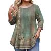 Women’s Floral Print 3/4 Sleeve Tunic Top with Round Neck Loose Fit Casual Blouse for Daily Wear and Comfort