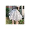 Irregular Lace Trim Puff Skirt With Splicing Detail For Summer Casual Wear