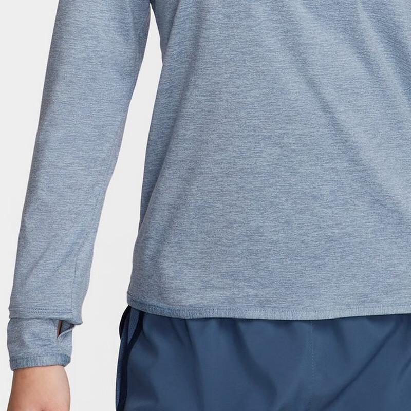 Nike Solid Color Logo Knit Long Sleeve T-Shirt Women Tops Sky-Blue FB4317-440