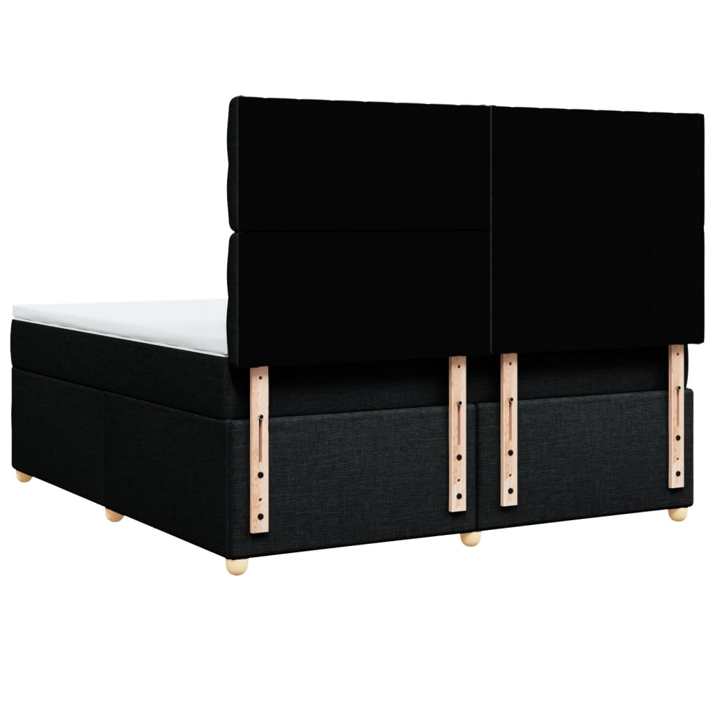 Box Spring Bed with Mattress Black 180x200 Cm Fabric