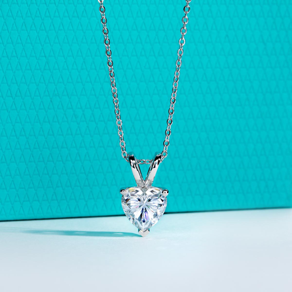 

AnuJewel 2ct/3ct/4ct/5ct D Color Heart Cut Moissanite Pendant Necklace 925 Silver Valentine s Day Gifts for Women Gem Color: 1ct