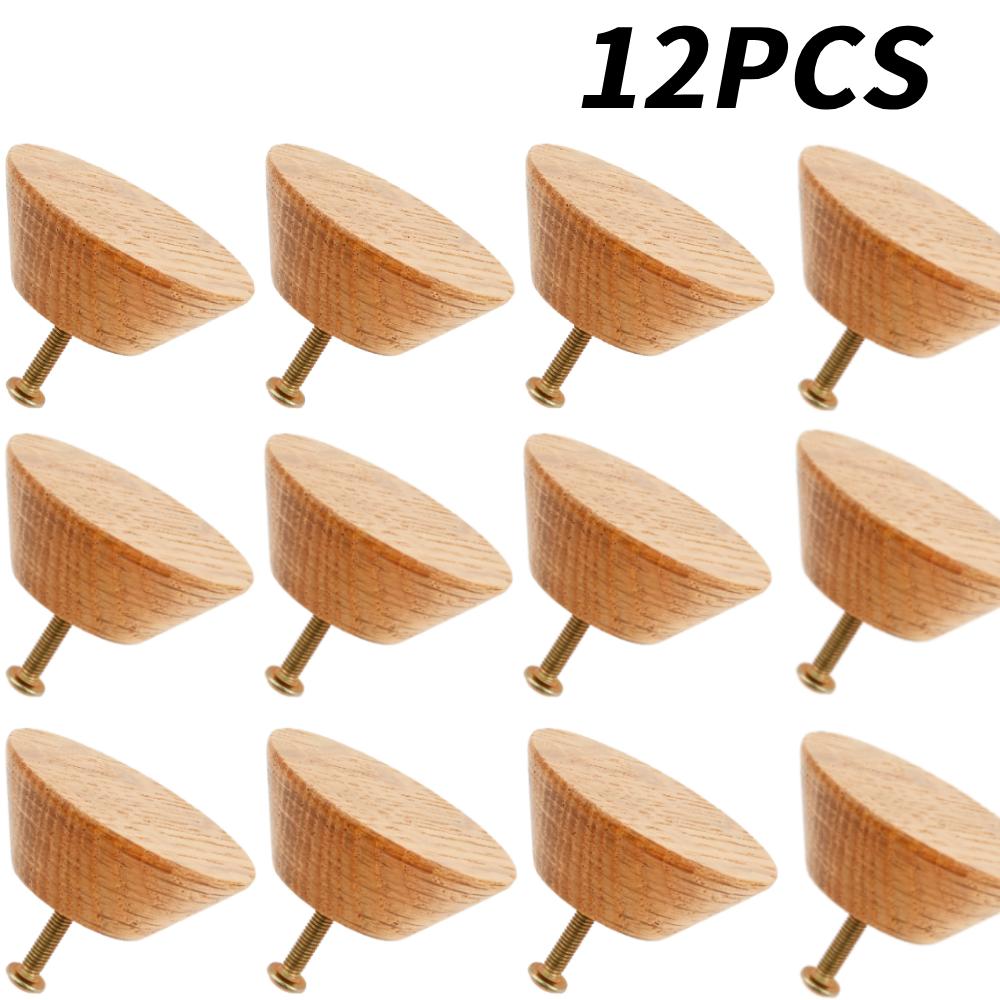 6 Pcs Round Wooden Cabinet Knobs with Screws Easy To Install Single Hole Furniture Handles Hardware for Wardrobe Dresser Closet
