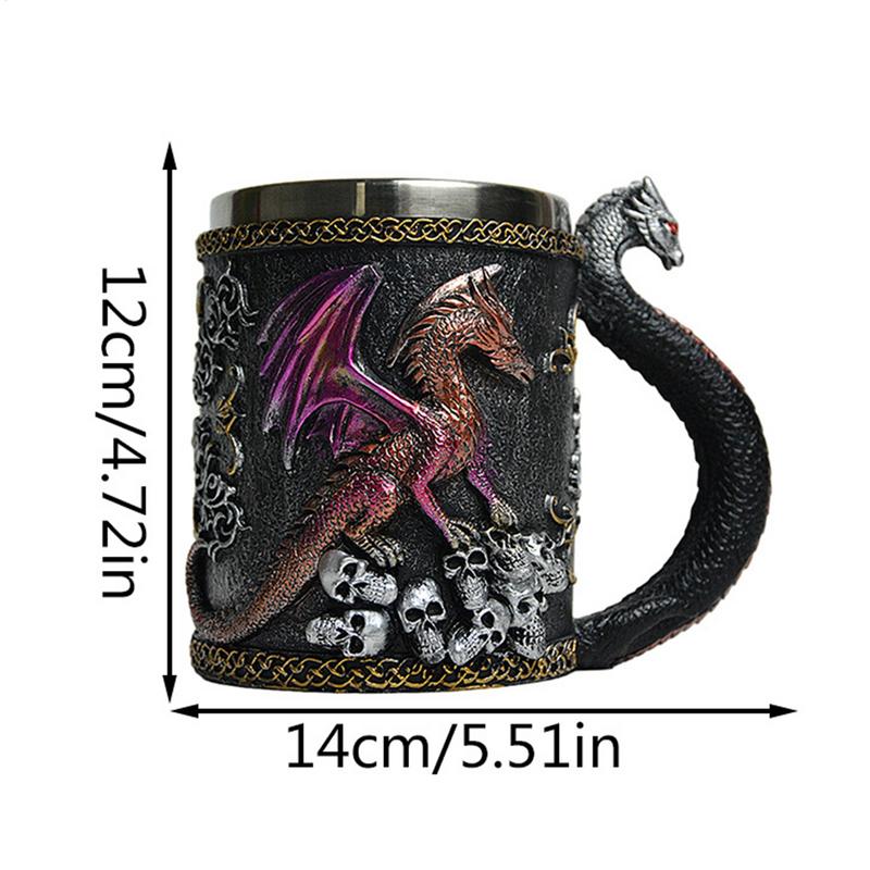 Mug Médiéval Tasse Dragon 3D Mug de Camping Décoration de Maison Fournitures pour Fêtes Thématiques Vaisselle Médiévale Pour Café Thé Lait Boisson