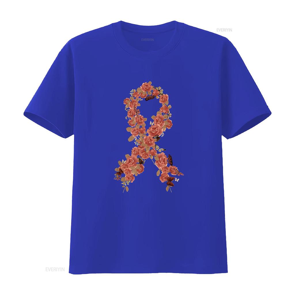 Womens Peach Ribbon Uterine Endometrial Cancer Awareness T Shirt Black 2X Large vintage Washed Unisex fashion Slightly