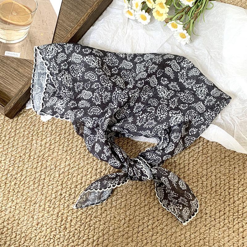 

Шелковый шарф на шею маленький квадратный шарф новый универсальный декоративный шарф высококачественная цветочная косынка летняя женская пасторальная повязка для волос для завязывания волос