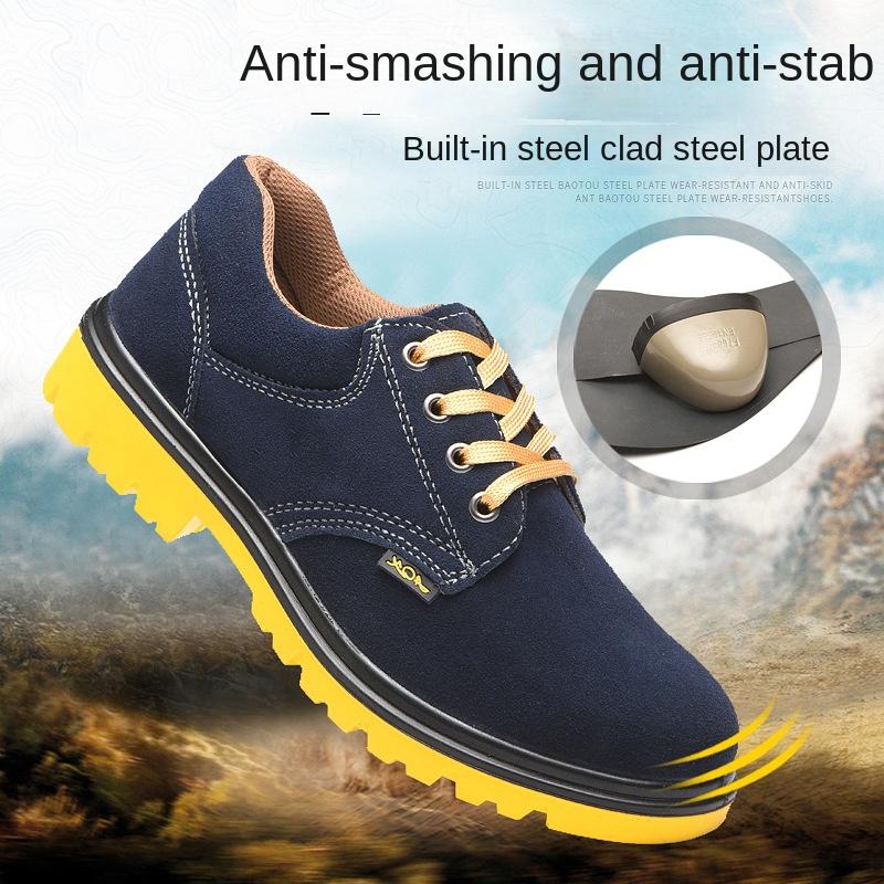 Labor Protection Shoes Anti-Smashing and Anti-Penetration Suede Cowhide Wear-Resistant Oil and Acid Resistant Lightweight Welder Safety Work Shoes