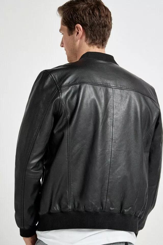 Stylish Casual Biker Wear Fit Black Leather Jacket Men Bomber Pure Lambskin Handmade
