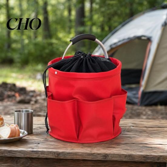 Faltbare Reinigungswerkzeugtasche Aufbewahrungstasche mit Griff & Kordelzug, Wasserdichte Oxford-Stoff Multi-Taschen, Großer Organizer-Korb für Outdoor-Camping