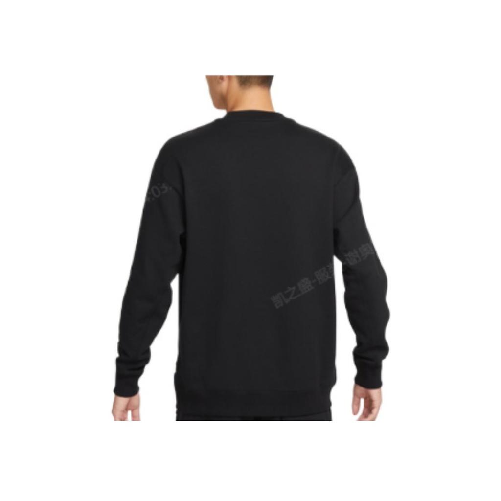 Nike Solid Color Crew Neck Logo Print Pullover Sweatshirt Men Tops Black FB1911-010