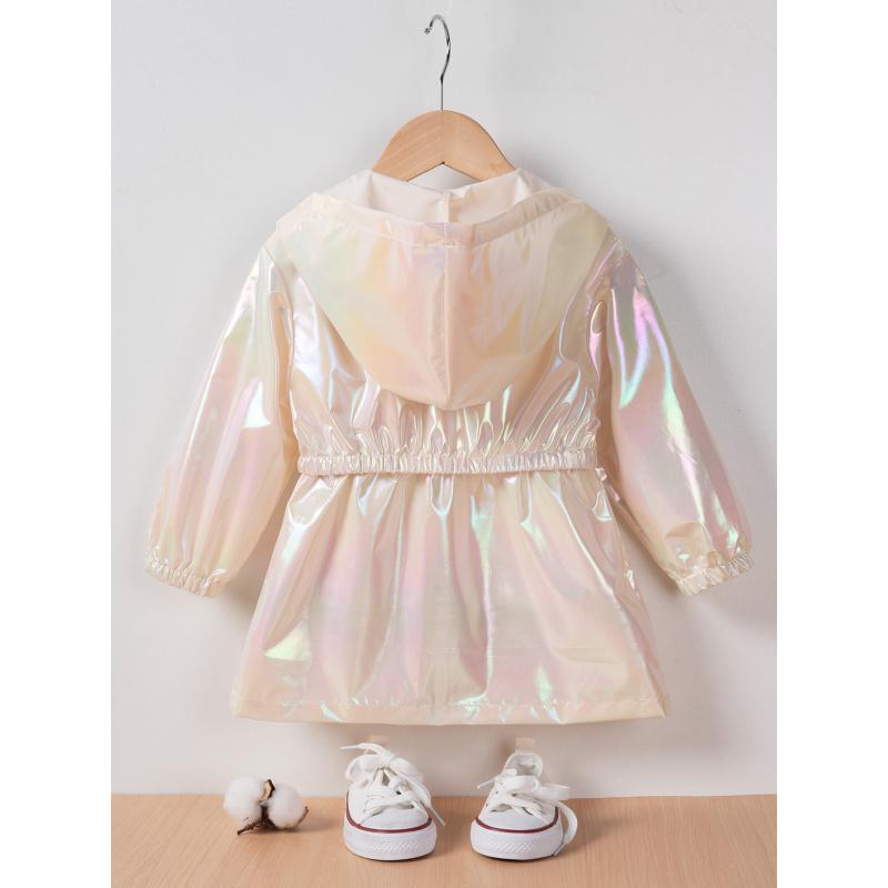 New Spring and Autumn Thin Jacket for Girls, Gradient Color Hooded Zipper Jacket, Sun Protection Jacket for Kids