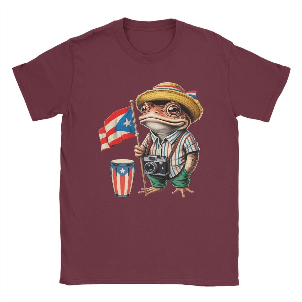 Men TShirt Bad Bunny Puerto Rico Coqui Frog Boricua Puerto Rican Flag Taino Pure Cotton Tee Shirt Short Sleeve T Shirt Clothes
