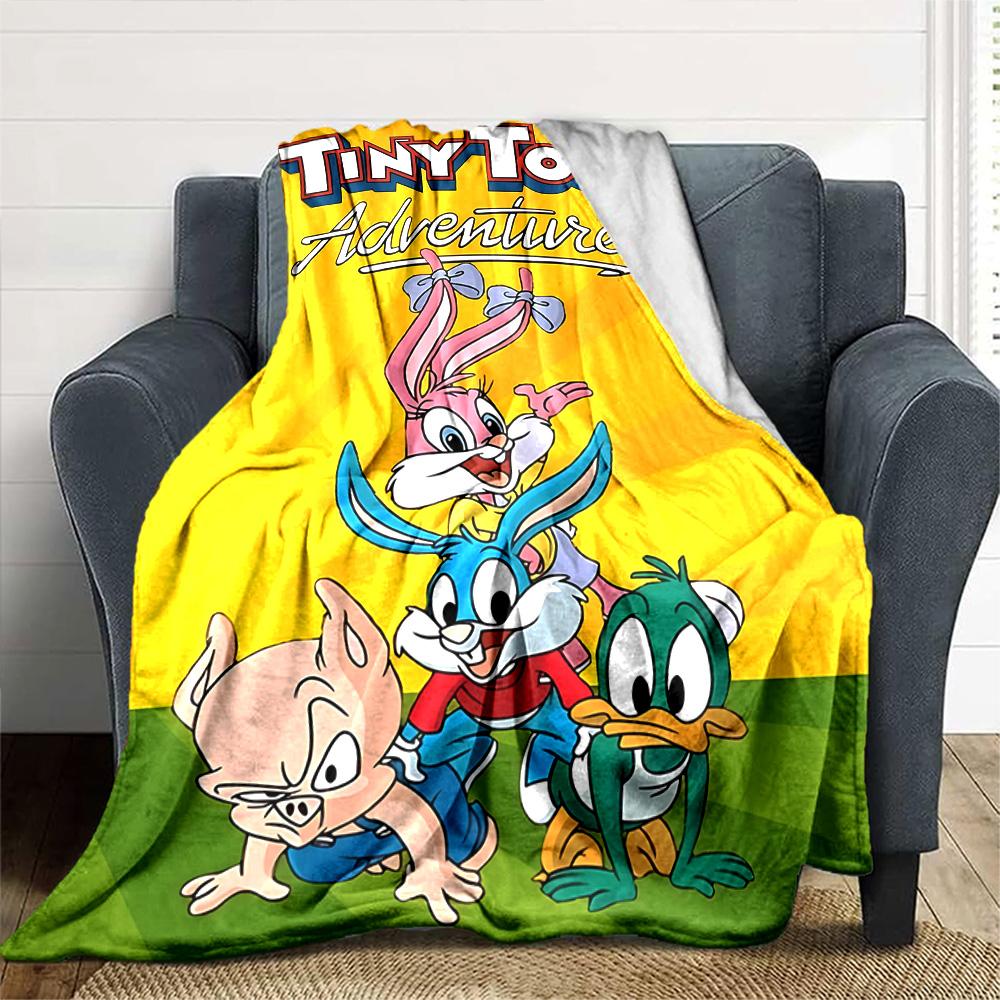Tiny Toon Adventures Flannel Blanket Super Soft Warm Cozy Blanket For Sofa Bed Office Travel Allseason Home Decor Gift