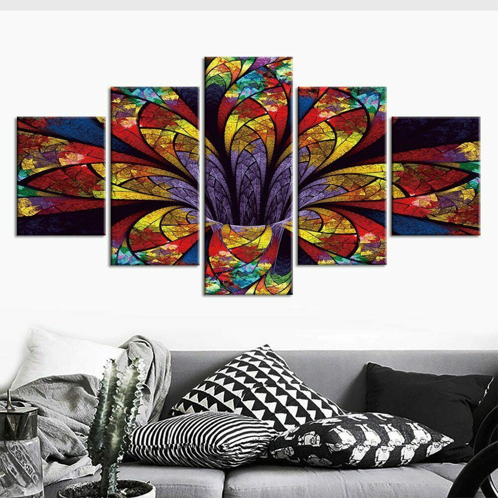 5Pcs Floral Flower 3D Abstract Decor 5 Pieces Pictures Art Poster Home Decor No Framed Canvas HD Print Room Decor Modern