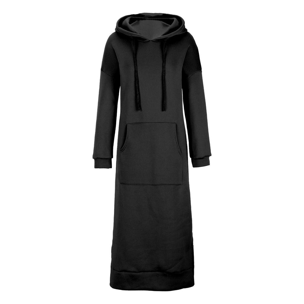 Women's Casual Long Sleeve Hooded Pocket Loose Sweatshirt Dress