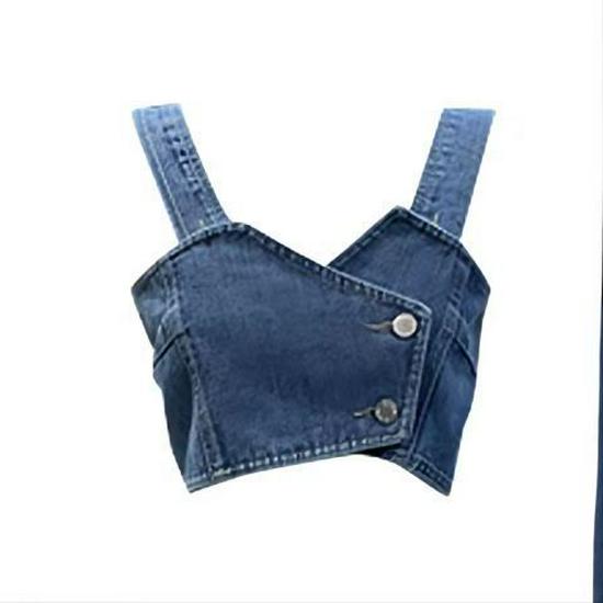 Trendy Retro Color One-Shoulder Denim Bandeau: Women s Cool & Versatile Summer 2026 Cropped Top Extra Small