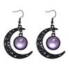 Gothic Black Moon Long Tassel Gemstone Earrings