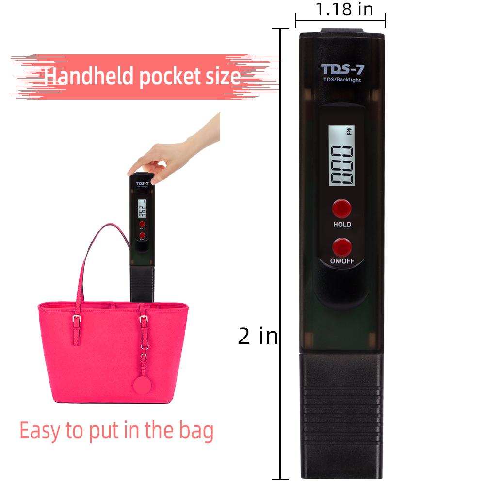 TDS Meter Portable Digital TDS Pen Meter  Water Quality Purity Tester High Precision 0-9990 ppm Drinking Aquarium Water Monitor