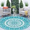 Festive Antique Boho Motif Circular Rug Decorative Non Slip Door Mat Versatile Accent For Gym Dance Studio Lounge Room