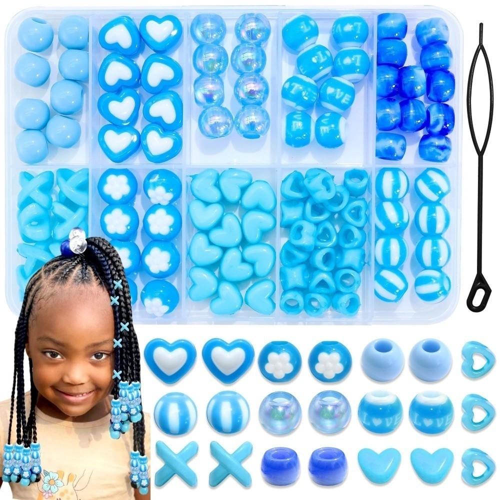 80PCS Acrylic Hair Beads Assorted Shapes Bead Kit Lightweight Accessory Set  Kids Hairstyles